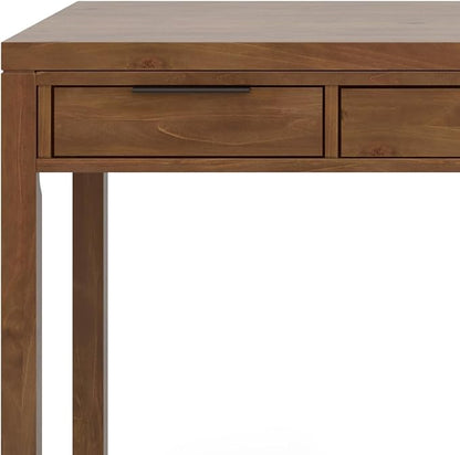 SIMPLIHOME Hollander SOLID WOOD 60 inch Wide Home Office Desk, Writing Table, Workstation, Study Table Furniture in Medium Saddle Brown with 2 Drawers