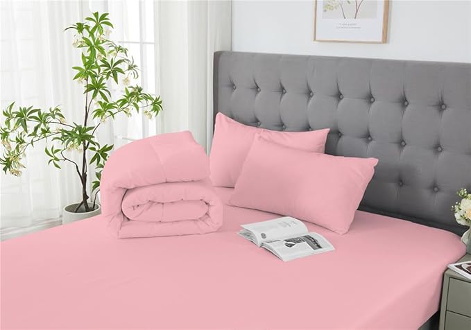 3 Piece Solid Color All Season Bedding Comforter Set Microfiber Soft Lightweight Bedding Set for Kids Teens Adults Room Decor with 1 Comforter and 2 Pillowcases Queen