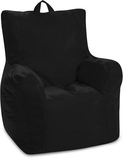 Posh Creations Structured Comfy Bean Bag Chair for Gaming, Reading, and Watching TV, Pasadena Chair, Microsuede - Black