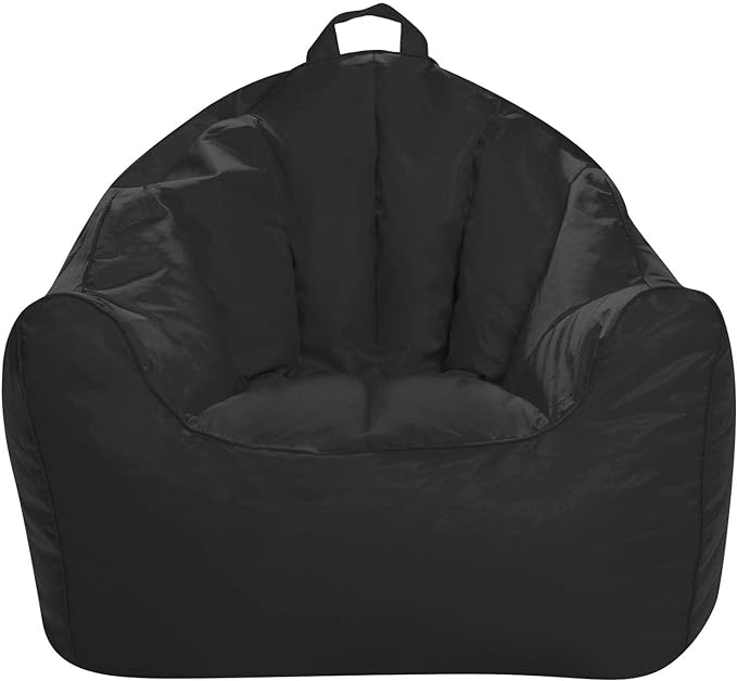 Posh Creations Structured Comfy Seat for Playrooms and Bedrooms, Large Bean Bag Chair, Malibu Lounge, Black