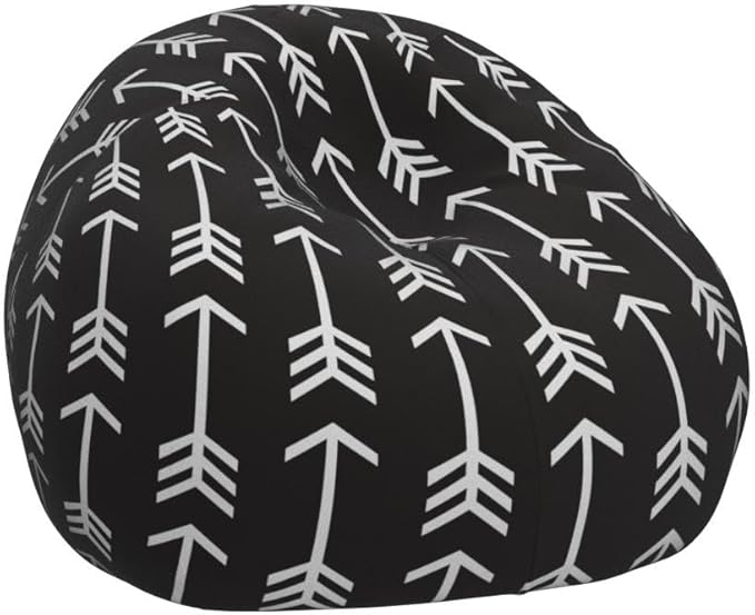 Posh Creations Bean Bag Chair for Kids, Teens, and Adults Includes Removable and Machine Washable Cover, Canvas White Arrows on Gray, 38in - Large