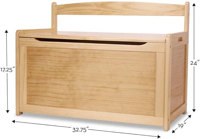 Melissa & Doug- Light Wood Furniture for Playroom, Blonde - Kids Wooden Toy Box Storage Organizer, Children's Furniture Toy Chest