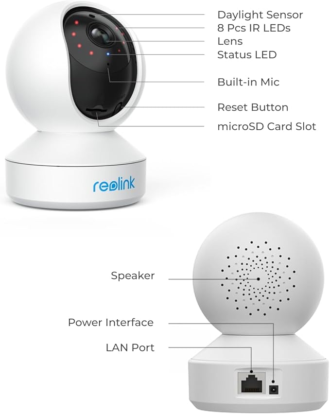 REOLINK E1 Pro Indoor Security Camera, 4MP Plug-in Pet Camera Support 2.4/5 GHz WiFi, 360 Degree Baby/Dog Monitor with Auto Tracking, Person/Pet Detection, Night Vision, 2 Way Audio, Local Storage