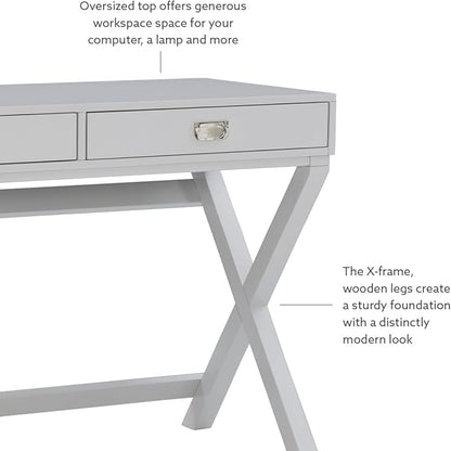 Linon Grey 2-Drawer Writing Jaycee Desk