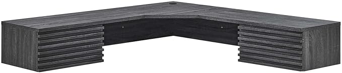 Modway Render 60" Mid-Century Modern Wall-Mount Corner Office Desk in Charcoal