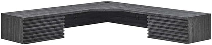 Modway Render 60" Mid-Century Modern Wall-Mount Corner Office Desk in Charcoal