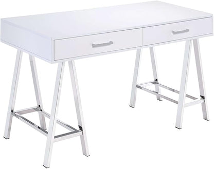 Acme Coleen Home Office Desk in White and Chrome