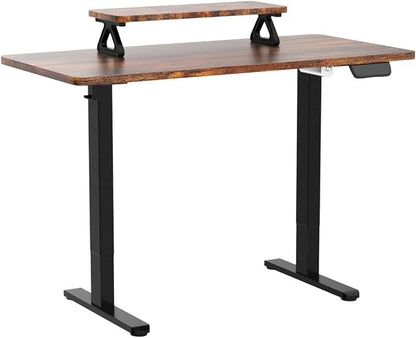 Memory Electric Height Adjustable Desk Sit Stand Up Computer Workstation for Home Office, 48inch, Rustic Brown