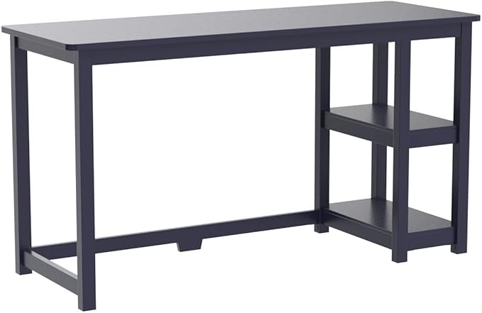 Max & Lily Solid Wood Desk With Shelves, 55 Inches, Blue