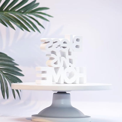 Bless This Home – White, Aesthetic table decor for home or office, desk or Shelf. Quirky room decoration showpiece, ideal for birthday gift, corporate gift, and inspiring wall decor