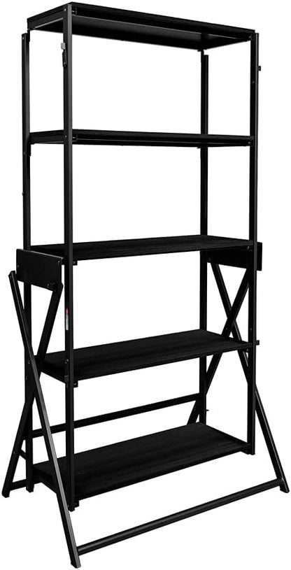 Origami Modern 2 in 1 Shelf to Table Style, Organizer Deco Rack Magically Turn to a Table/Desk in a Second, Fully Assembled, Patent Pending, Black(STT-BLKBLK)