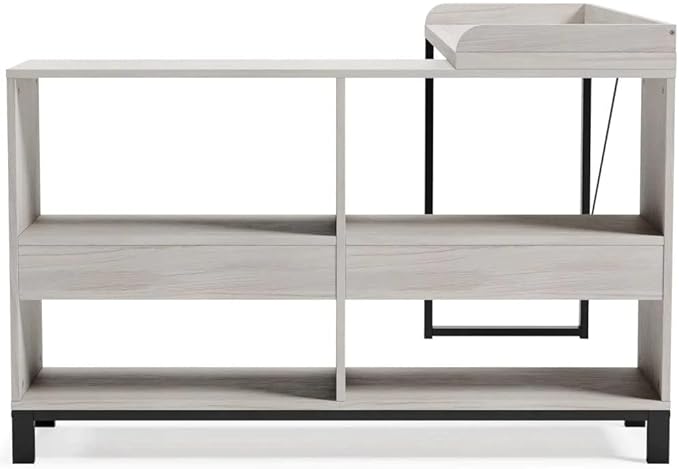Signature Design by Ashley Bayflynn Modern L-Desk, White & Black