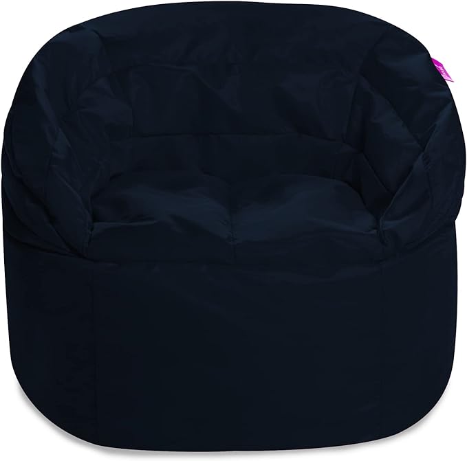 Posh Creations Structured Comfy Bean Bag Chair for Gaming, Reading, and Watching TV, Sonoma Lounge, Microsuede - Navy, Microsuede - Navy Blue