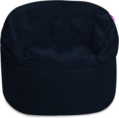 Posh Creations Structured Comfy Bean Bag Chair for Gaming, Reading, and Watching TV, Sonoma Lounge, Microsuede - Navy, Microsuede - Navy Blue