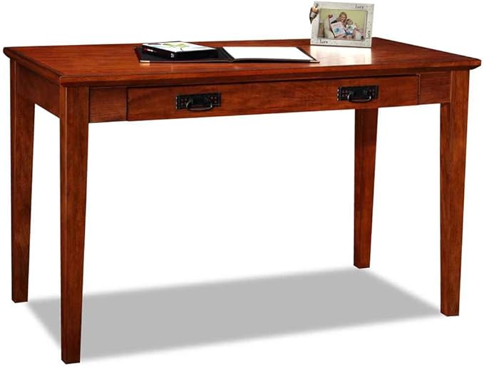 Leick Home 82400 Mission Writing Computer Desk with Drop Front Keyboard Drawer, for Home Office, Solid Wood, Mission Oak