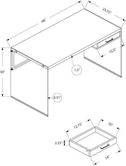Monarch Computer Desk, Glossy White, 48"