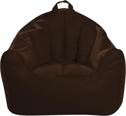 Posh Creations Structured Comfy Bean Bag Chair for Gaming, Reading, and Watching TV, Malibu Lounge, Microsuede - Chocolate