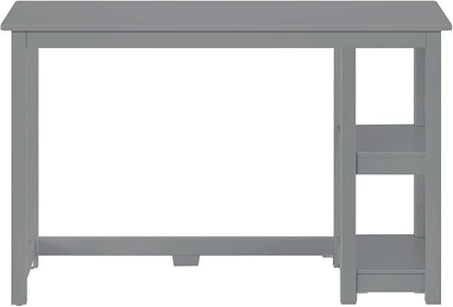 Max & Lily Solid Wood Desk With Shelves, 47 Inches, Grey