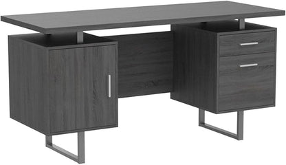 Coaster Furniture Lawtey Modern Rustic 2 Drawer Home Office Writing Desk Storage File Cabinet Silver Metal Frame Weathered Gray 800521