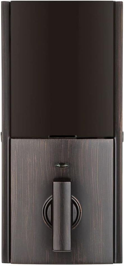 Kwikset 914 Contemporary Keypad SmartCode Electronic Deadbolt Smart Lock featuring SmartKey Security and ZigBee 3.0 Technology in Venetian Bronze