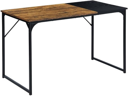 FurnitureR 39.4" Home Office Table Simple Computer Desk Laptop PC Writing Sturdy Metal Frames for Study Room, Brown&Black