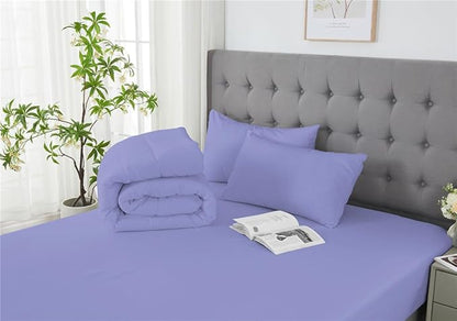 3 Piece Solid Color All Season Bedding Comforter Set Microfiber Soft Lightweight Bedding Set for Kids Teens Adults Room Decor with 1 Comforter and 2 Pillowcases Queen