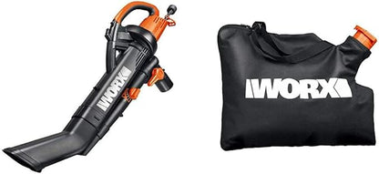 WORX WG505 TRIVAC 12 Amp 3-in-1 Electric Blower/Mulcher/Vacuum & 50026858 Trivac Leaf Collection Bag (WGBAG500)
