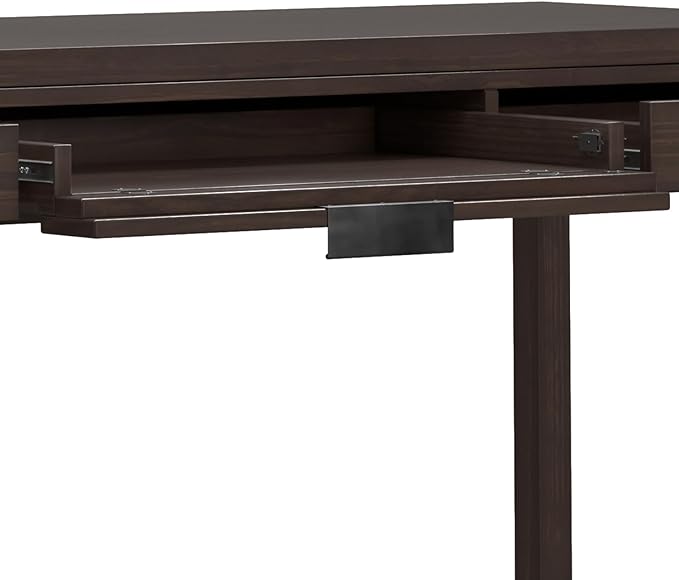 SIMPLIHOME Hollander SOLID WOOD Contemporary Modern Wide Office Desk, Writing, Workstation and Study Table, 72 inch, Warm Walnut Brown