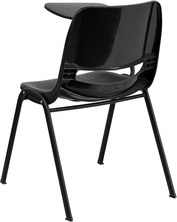 Flash Furniture HERCULES Black Ergonomic Shell Chair with Right Handed Flip-Up Tablet Arm