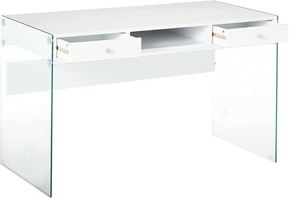 Coaster Home Furnishings Dobrev 2-Drawer Writing Desk Glossy White and Clear