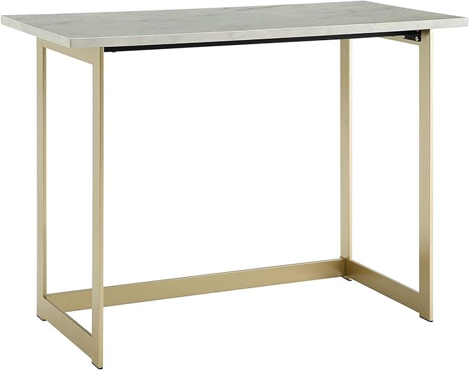 Walker Edison Modern Glam Faux Top Laptop Writing Desk Home Office Workstation Small, 42"L x 20"W x 30"H, Marble/Gold