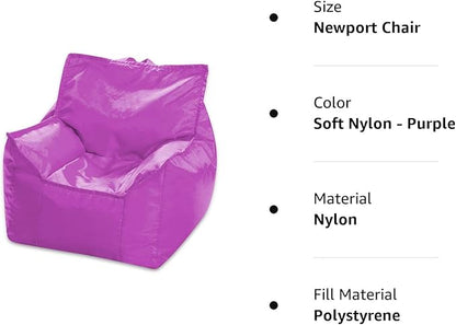 Posh Creations Bean Bag Chair Structured Comfy Seat Use for Gaming, Reading and Watching TV, Newport, Purple