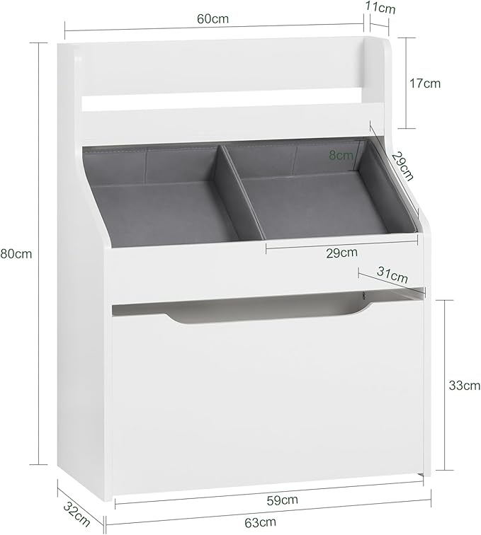 Haotian KMB71-W, White Children Kids Bookcase with Removable Boxes, Kid's Book Shelf Toy Shelf with Large Storage Drawer, Kids Storage Shelf Organizer with Storage Chest