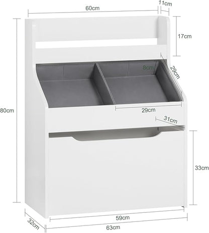 Haotian KMB71-W, White Children Kids Bookcase with Removable Boxes, Kid's Book Shelf Toy Shelf with Large Storage Drawer, Kids Storage Shelf Organizer with Storage Chest