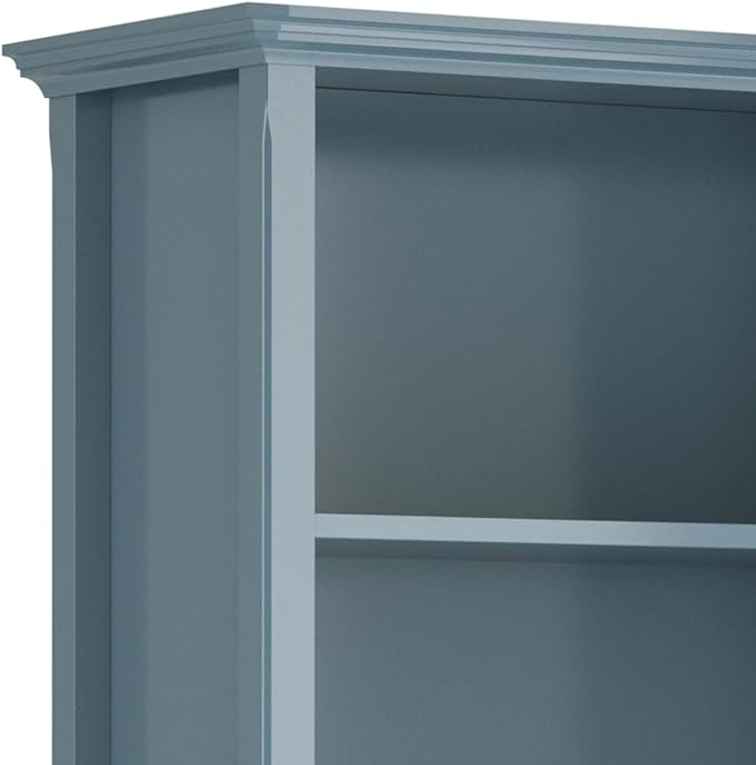 SIMPLIHOME Amherst SOLID WOOD 30 Inch Wide Transitional 5 Shelf Bookcase in French Blue, for The Living Room, Study Room and Office