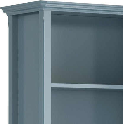 SIMPLIHOME Amherst SOLID WOOD 30 Inch Wide Transitional 5 Shelf Bookcase in French Blue, for The Living Room, Study Room and Office