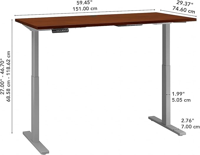 Bush Business Furniture Move 60 Series Electric Ergonomic Sit-Stand Computer Table for Home and Professional Office, 60W x 30D, Hansen Cherry