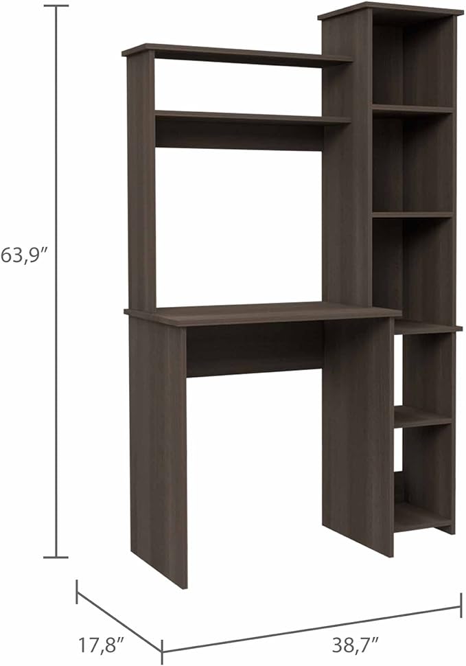 NicBex Laik-DW-00077-DX Desks, 38.7" W x 17.8" D x 63.9" H, Brown