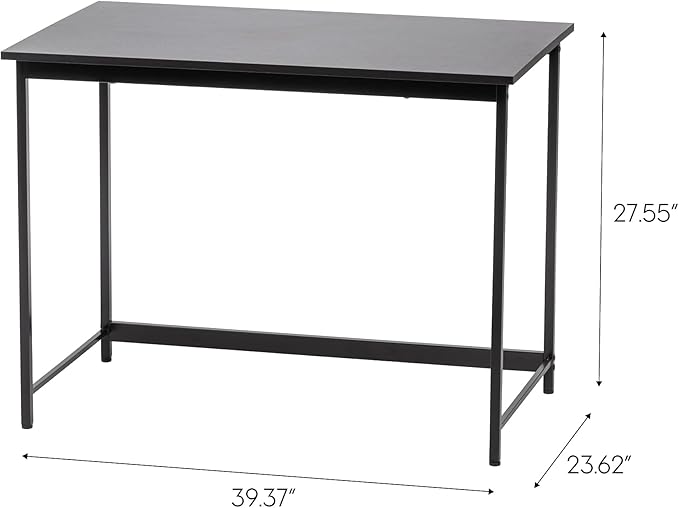 IRIS USA 39 Inch Modern Laptop and Computer Desk Office Table for Home Office, Water and Scratch Resistant Surface Gaming Desk, Easy to Assemble Black Desk