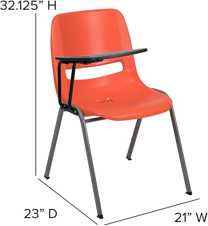 Flash Furniture HERCULES Orange Ergonomic Shell Chair with Right Handed Flip-Up Tablet Arm
