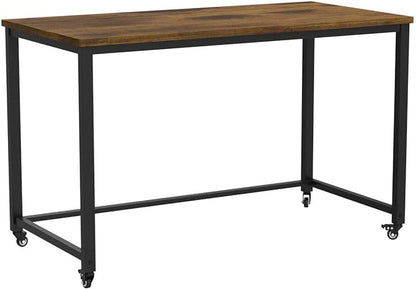 Computer Desk Writing Table Workstation with Durable Scratch-resistant Laminate Surface and Metal Frame, Brown