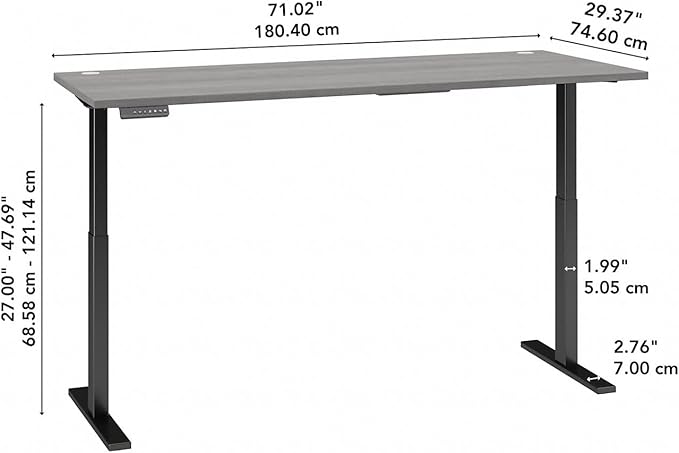 Bush Business Furniture Move 60 Electric Ergonomic Sit-Stand Computer Table for Home and Professional Office, 72W x 30D, Platinum Gray