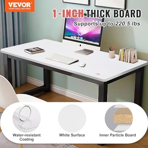 VEVOR One-Piece Particle Board Desktop Universal Tabletop, 55" x 28" x 1", White