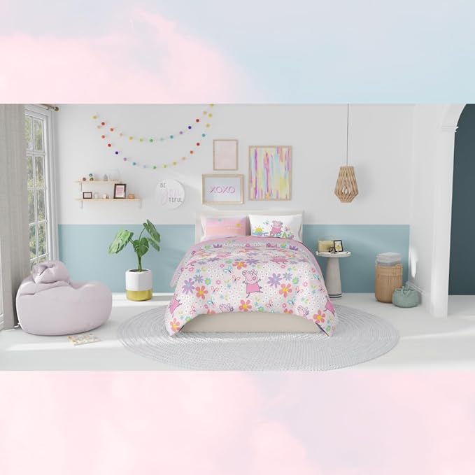 Franco Peppa Pig Kids Bedding Super Soft Comforter and Sheet Set with Sham, 7 Piece Full Size, (Officially Licensed Product)
