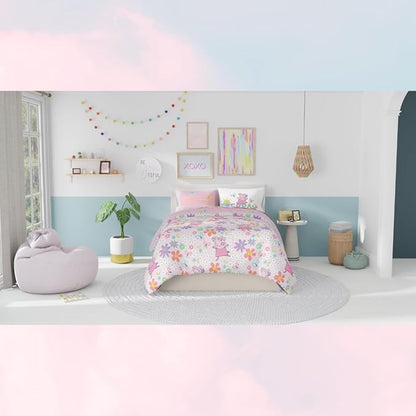 Franco Peppa Pig Kids Bedding Super Soft Comforter and Sheet Set with Sham, 7 Piece Full Size, (Officially Licensed Product)