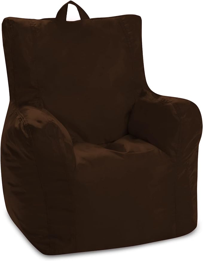 Posh Creations Structured Comfy Bean Bag Chair for Gaming, Reading, and Watching TV, Pasadena Chair, Microsuede - Chocolate