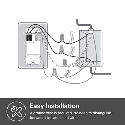 Kasa Matter Smart Light Switch: Voice Control w/Siri, Alexa & Google Assistant | UL Certified | Timer & Schedule | Easy Guided Install | Neutral Wire Required | Single Pole | 2.4GHz Wi-Fi | KS205