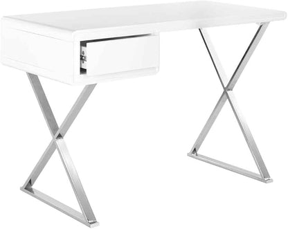 Safavieh Home Collection Hanover Desk, White/Chrome