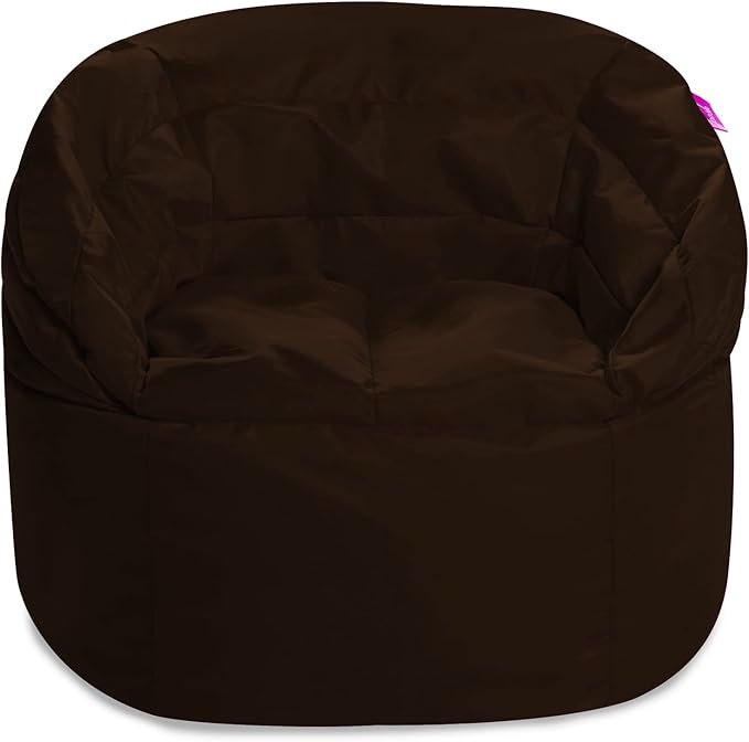 Posh Creations Structured Comfy Bean Bag Chair for Gaming, Reading, and Watching TV, Sonoma Lounge, Microsuede - Chocolate