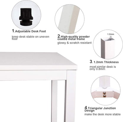 SogesGame Computer Desk, 55.1 inches Office Desk Computer Table Study Writing Desk Workstation for Home Office, White Dining Table
